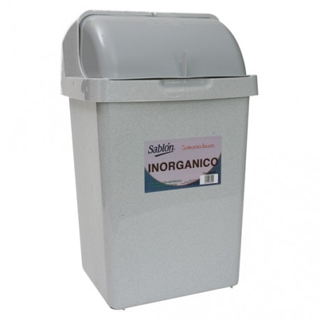 CESTO DE BASURA RECTANGULAR DE PLASTICO SABLON COLOR GRIS TAMAÑO 34 X 30 X 53 CM PARA 25 L