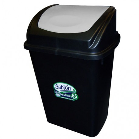 CESTO DE BASURA RECTANGULAR DE PLASTICO SABLON COLOR NEGRO TAMAÑO 71 X 36 X 47.3 CM PARA 65 L