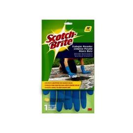 GUANTES DE LATEX SCOTCH-BRITE DEL NUMERO 7 - 7 1/2 USO TRABAJO PESADO COLOR AZUL 1 PZA