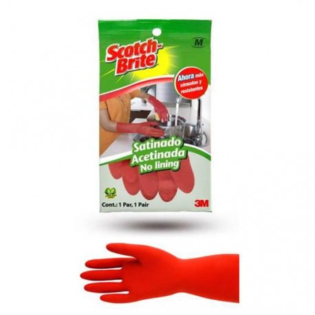 GUANTES DE HULE SCOTCH-BRITE DEL NUMERO 7 USO DOMESTICO COLOR ROJO 1 PZA
