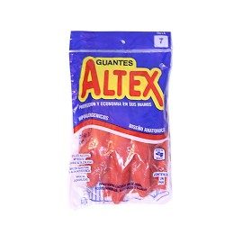 GUANTES DE HULE ALTEX DEL NUMERO 7 USO DOMESTICO COLOR ROJO 1 PZA