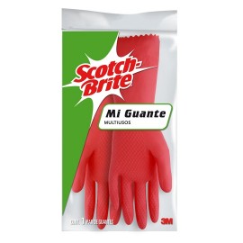 GUANTES DE LATEX SCOTCH-BRITE DEL NUMERO 8 - 8 1/2 USO DOMESTICO COLOR ROJO 1 PZA