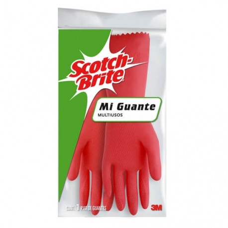 GUANTES DE LATEX SCOTCH-BRITE DEL NUMERO 7 - 7 1/2 USO DOMESTICO COLOR ROJO 1 PZA