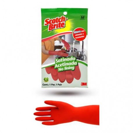 GUANTES DE HULE SCOTCH-BRITE DEL NUMERO 8 USO DOMESTICO COLOR ROJO 1 PZA