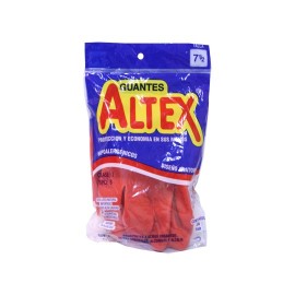 GUANTES DE HULE ALTEX DEL NUMERO 7 Y MEDIO USO DOMESTICO COLOR ROJO 1 PZA