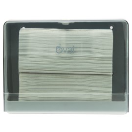 DESPACHADOR DE TOALLA INTERDOBLADA OVAL MEDIDAS 27.2 X 21.5 X 11 CM COLOR HUMO 1 PZA