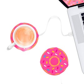 CALENTADOR DE TAZA JUST MUSTARD EN FORMA DE DONA COLOR ROSA DE SILICON CONECTIVIDAD USB 2.0
