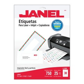 ETIQUETAS BLANCAS JANEL J-5260 DE 2.5X6.7 CM 1 PAQUETE (25 HOJAS)