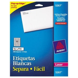 ETIQUETAS SEPARA FACIL BLANCAS AVERY 5267 DE 1.3X4.5 CM 1 PAQUETE