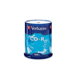DISCO COMPACTO CD-R VERBATIM 94554 CAPACIDAD 700 MB VELOCIDAD 52X PRESENTACION CAMPANA DE 100 PIEZAS