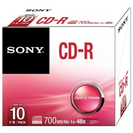 DISCO COMPACTO CD-R SONY 10CDQ80SS CAPACIDAD 700 MB VELOCIDAD 48X PRESENTACION PAQUETE DE 10 PIEZAS