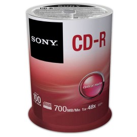 DISCO COMPACTO CD-R SONY 100CDQ80SP CAPACIDAD 700 MB VELOCIDAD 48X PRESENTACION CAMPANA DE 100 PIEZAS