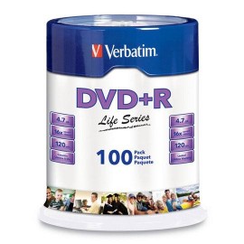 DVD DVD R VERBATIM 97175 CAPACIDAD 4.7GB VELOCIDAD DE TRANSFERENCIA 16X CAMPANA DE 100 PIEZAS