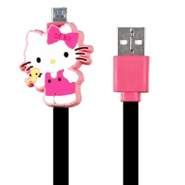 CARGADOR USB HELLO KITTY COMPATIBLE CON IOS TECHZONE HK16CDR01-IPH COLOR NEGRO/ROSA